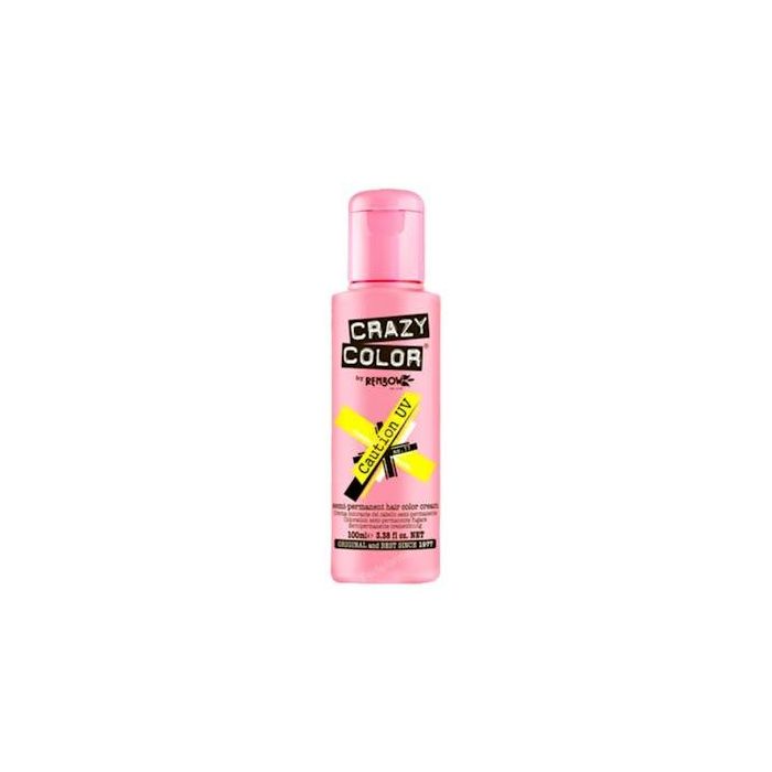Crazy Color 77 Caution Uv 100 ml - Tonalidad visible en luz natural y negra (Amarillo)