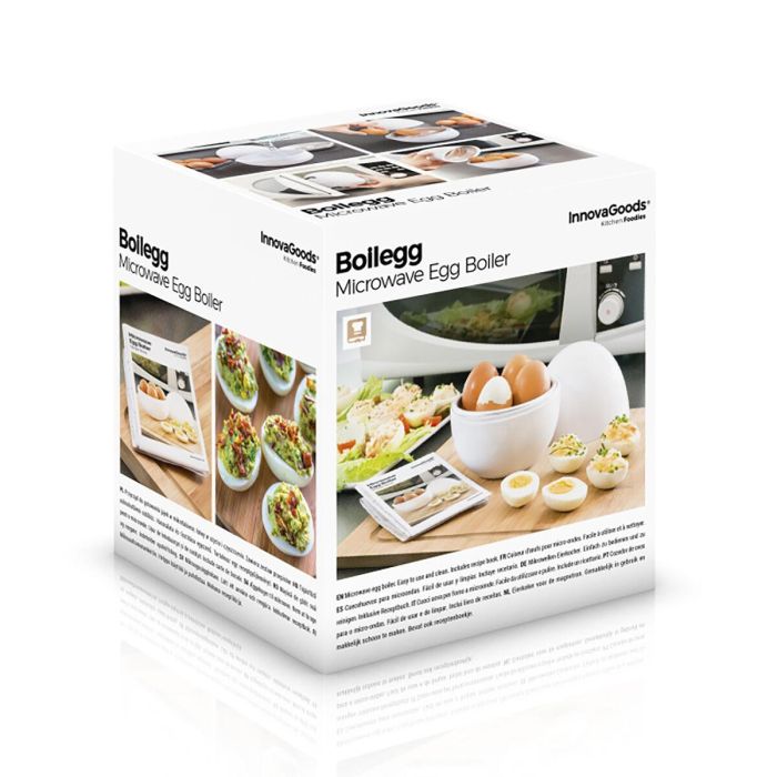 Cuecehuevos para Microondas con Recetario Boilegg InnovaGoods 1 Cuecehuevos para Microondas con Recetario Boilegg InnovaGoods 1