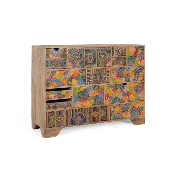Giner y Colomer Cómoda de Madera de Mango con 14 Cajones y Pintura a Mano 120 cm 1