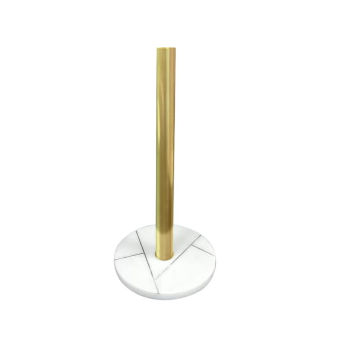 DKD Home Decor Portarrollos Glam Colección Mármol 2025 Dorado y Blanco 15x15x33 cm - Pack 2 Unidades