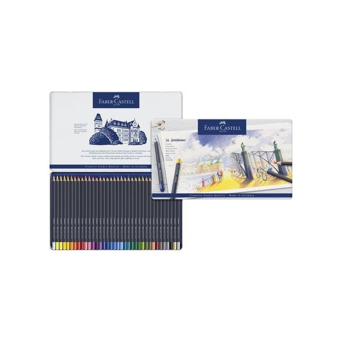 Lapices De Colores Faber-Castell Goldfaber Aqua 1147 Estuche De Metal De 36