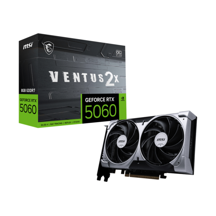 MSI 912-V537-002 Tarjeta Gráfica NVIDIA GeForce RTX 5060 VENTUS 2X OC 8 GB GDDR7 PCI Express 5.0 con 2 Ventiladores y G-SYNC MSI 912-V537-002 Tarjeta Gráfica NVIDIA GeForce RTX 5060 VENTUS 2X OC 8 GB GDDR7 PCI Express 5.0 con 2 Ventiladores y G-SYNC