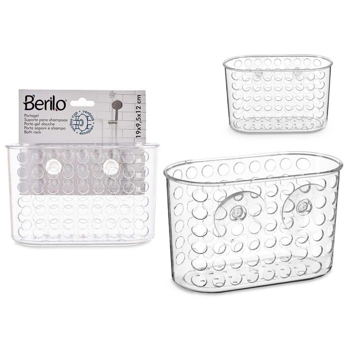 Berilo Portagel Grande con Ventosa Transparente 19x12x9 cm (24 Unidades)