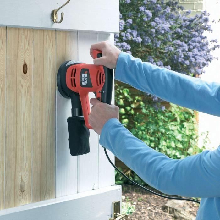 Black + Decker KA191EK Lijadora orbital aleatoria 125mm 480W, velocidad variable, ergonómica, incluye 3 discos abrasivos 3 Black + Decker KA191EK Lijadora orbital aleatoria 125mm 480W, velocidad variable, ergonómica, incluye 3 discos abrasivos 3