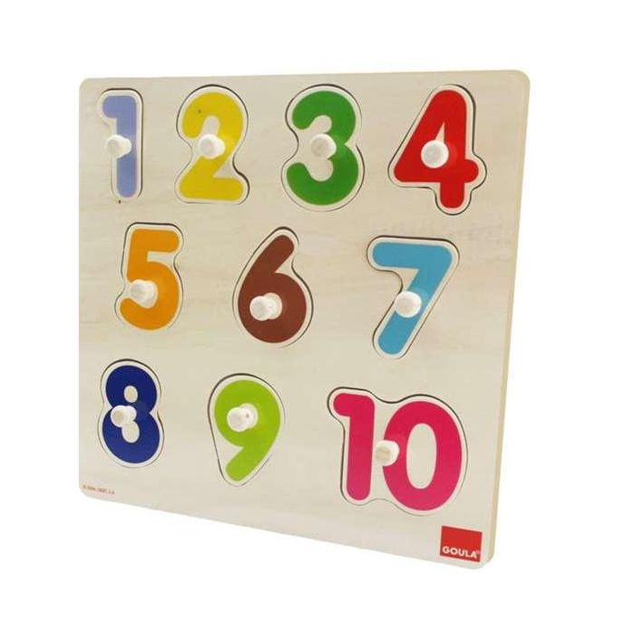 Puzzle encajable numeros, de madera 10 piezas 28x28x2.5 cm goula 3