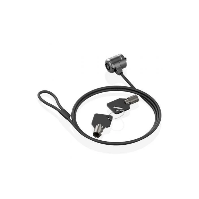 AISENS - CABLE DE SEGURIDAD CON CERRADURA DE LLAVE PARA ORDENADOR, MONITOR, PORTATIL 1.5M 1