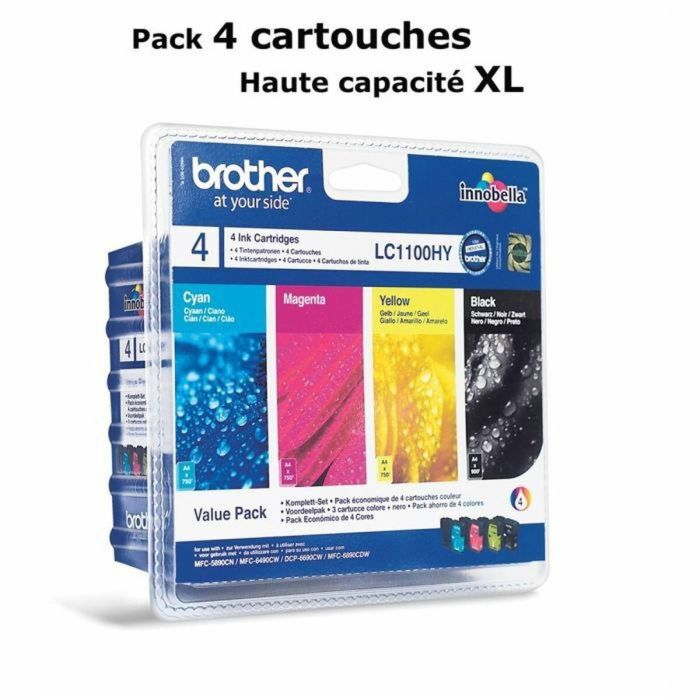 Brother Multipack LC1100 MFC5890CN DCP6690CW MFC6490CW - Cartuchos de tinta negro, cian, magenta, amarillo - Compatible con MFC-5890CN, DCP6690CW, MFC6490CW, MFC6890CDW