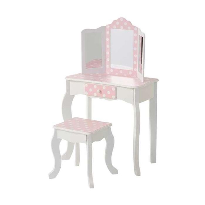 Tocador Con Banqueta Teamson Rosa Blanco Lunares 63 x 100 x 29 cm 9