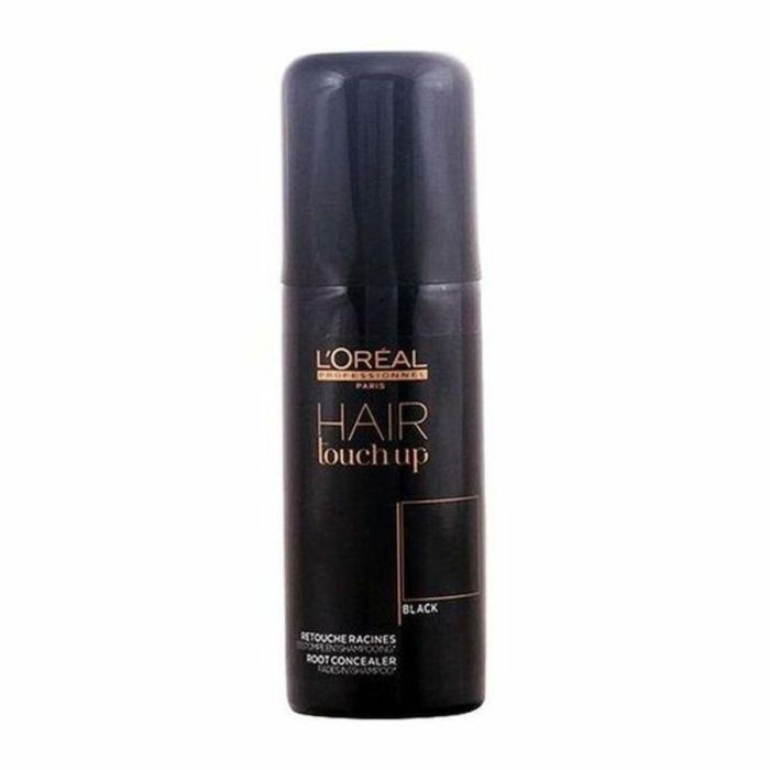 L'Oréal Professionnel Paris HAIR TOUCH UP Corrector de Raíces Negro 75ml - Spray Semipermanente Cubre Canas y Raíces, Acabado Natural