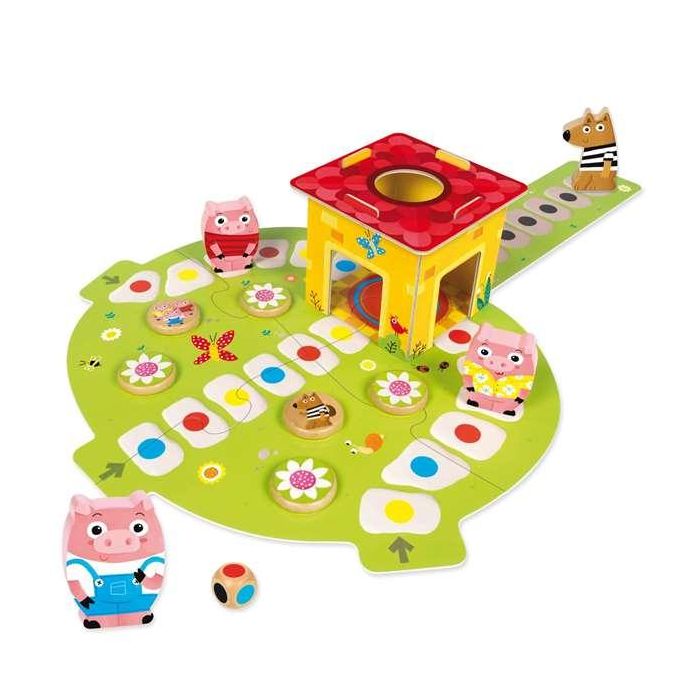 Goula Juego de Mesa Los 3 Cerditos de Madera, Escapa del Lobo - Para Niños 2-6 Años, hasta 4 Jugadores 1