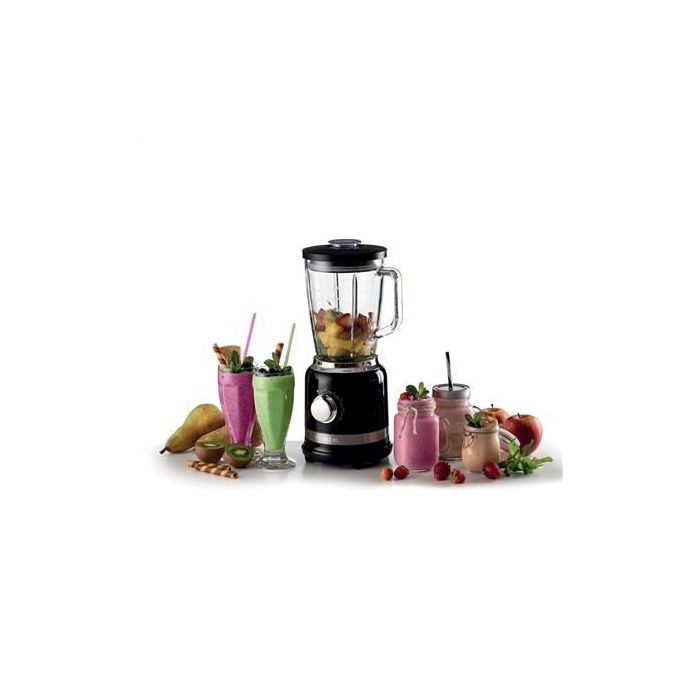 Ariete 585/02 Batidora de Vaso Moderna Negra con Vaso de Vidrio y 4 Cuchillas de Acero Inoxidable 4 Ariete 585/02 Batidora de Vaso Moderna Negra con Vaso de Vidrio y 4 Cuchillas de Acero Inoxidable 4