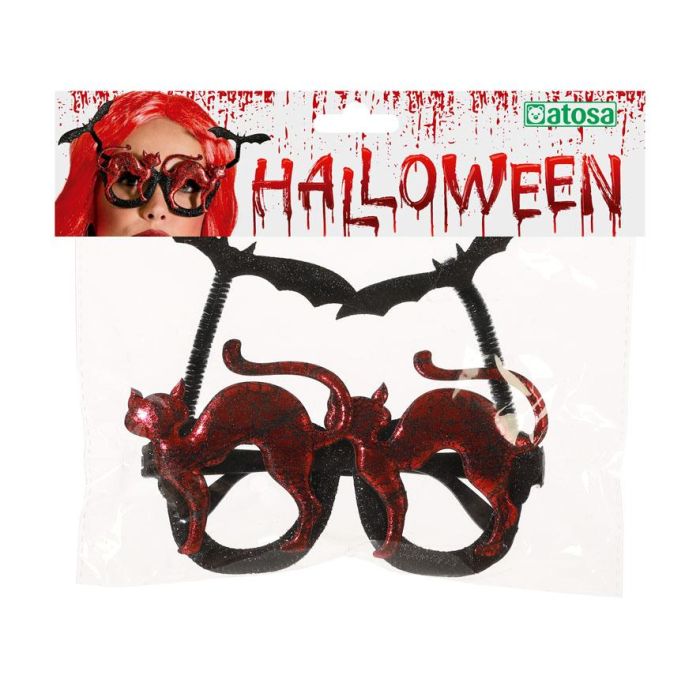Gafas Halloween Rojas Y Negras Para Mujer Adulto 1