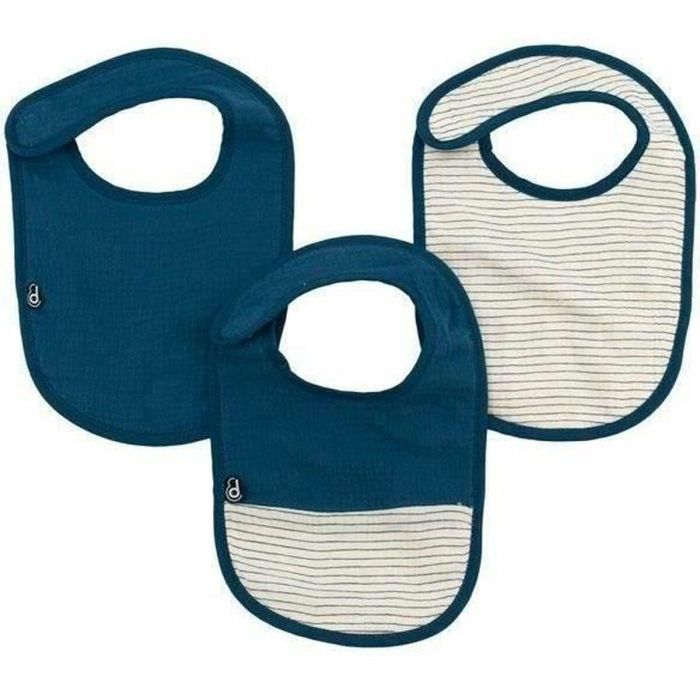 Domiva DOM3700948338537 Pack de 3 Baberos de Gasa de Algodón 0-6 Meses Color Índigo