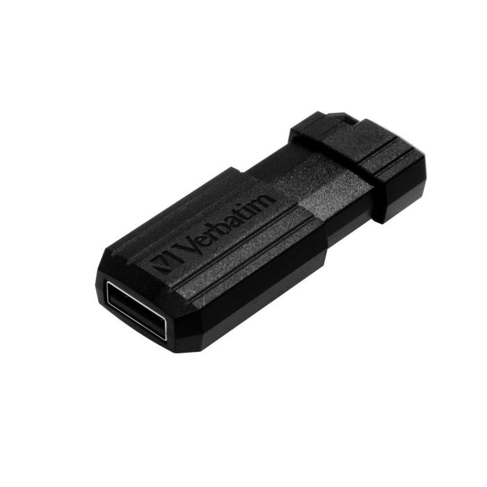 Verbatim PinStripe 8 GB Memoria USB 2.0 Negra, Diseño Compacto Deslizante Push-Pull, Conector Protegido, Ideal para Almacenamiento Portátil de Datos 3