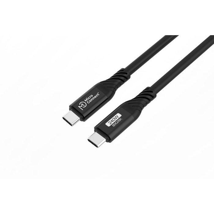 MicroConnect Cable USB-C 0.5m, 240W, 80Gbps, USB4 Gen 4, Carga Rápida, Vídeo Ultra HD 8K