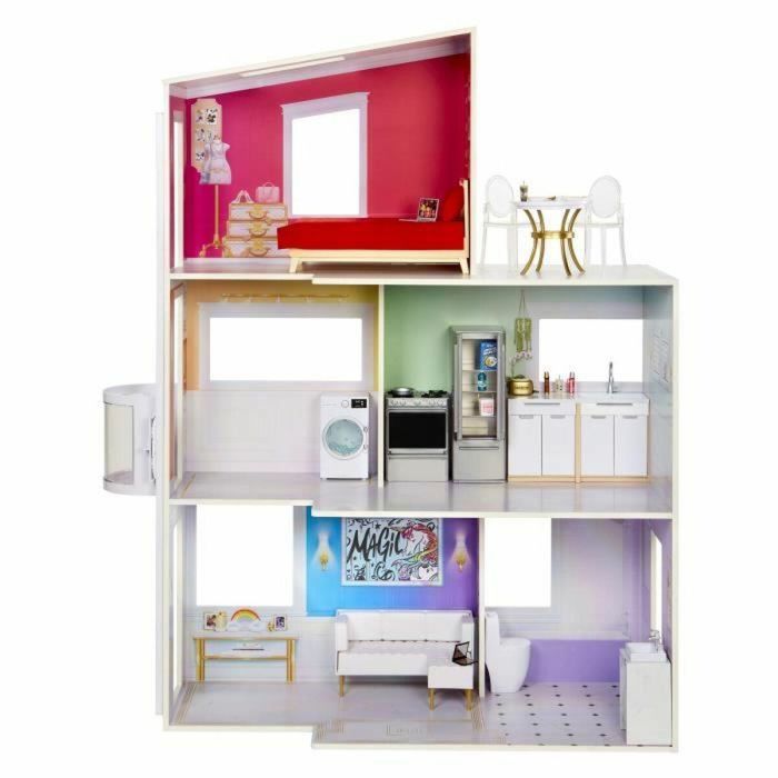 Rainbow High LIT502203EUC Townhouse - Casa de madera, 3 plantas, 6 habitaciones, ascensor funcional y mobiliario móvil Rainbow High LIT502203EUC Townhouse - Casa de madera, 3 plantas, 6 habitaciones, ascensor funcional y mobiliario móvil