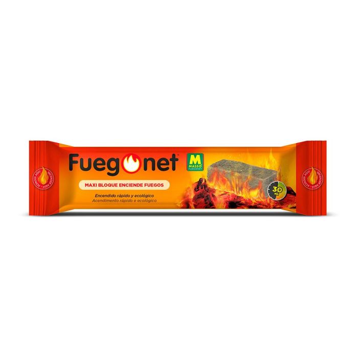 Massó Maxi-bloque enciende fuegos Fuegonet, rápido y ecológico, 30 minutos de encendido, 10,5x4,5x4 cm Massó Maxi-bloque enciende fuegos Fuegonet, rápido y ecológico, 30 minutos de encendido, 10,5x4,5x4 cm