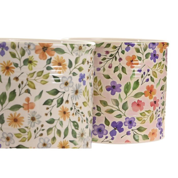 Macetero Shabby DKD Home Decor Marron Multicolor 13.6 x 11.8 x 13.6 cm Set de 3 (2 Unidades) 2