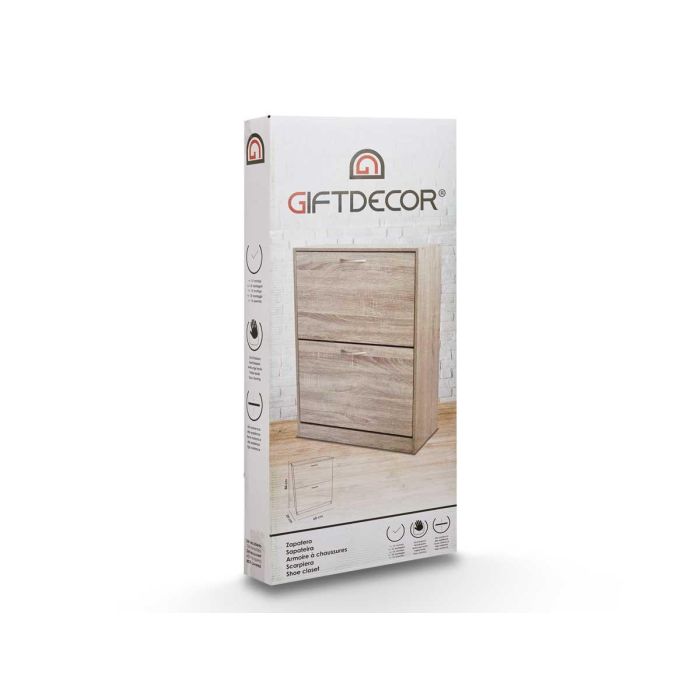 Giftdecor Zapatero de Madera Aglomerado de 2 Pisos Gris Oscuro 60x80x24 cm 2 Giftdecor Zapatero de Madera Aglomerado de 2 Pisos Gris Oscuro 60x80x24 cm 2