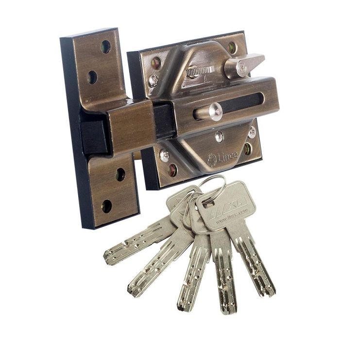 Lince Cerrojo alta seguridad 7930r acabado bronce inglés 97930rbi - Cerrojo de sobreponer reforzado Lince Cerrojo alta seguridad 7930r acabado bronce inglés 97930rbi - Cerrojo de sobreponer reforzado