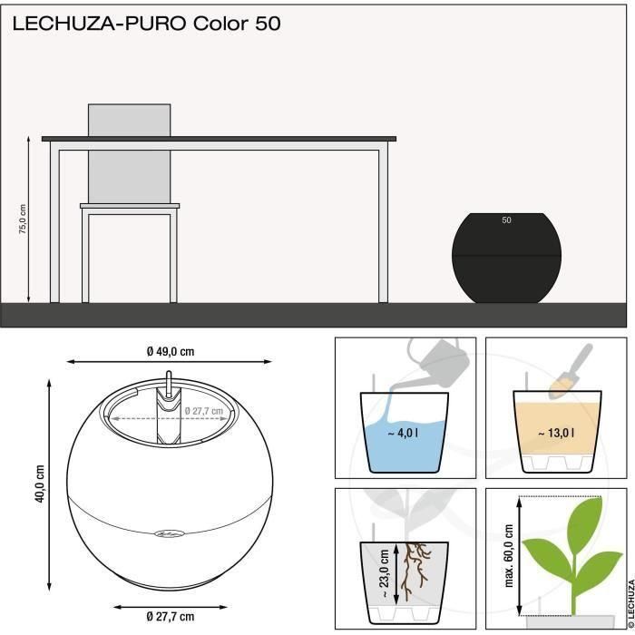 Macetero LECHUZA PURO Color 50 - juego completo, marrón arena 2 Macetero LECHUZA PURO Color 50 - juego completo, marrón arena 2