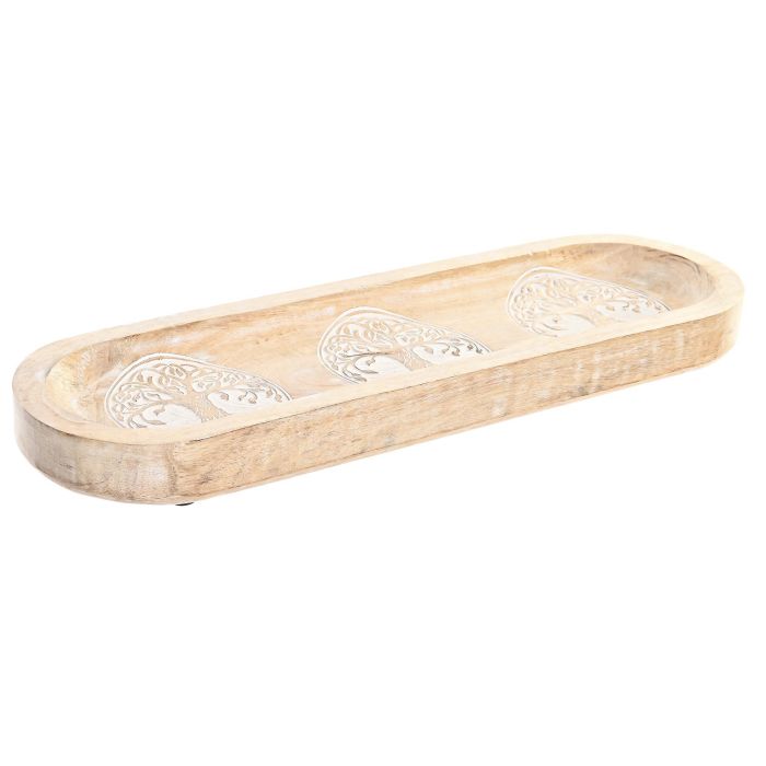 Centro Mesa Indio DKD Home Decor Natural Blanco 13.5 x 3.5 x 46 cm (2 Unidades)