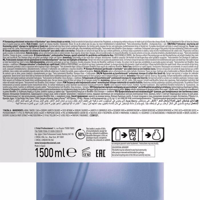 L'Oreal Champú Blondifier Iluminador y Restaurador Cabello Rubio 1500ml Nuevo Formato L'Oreal Champú Blondifier Iluminador y Restaurador Cabello Rubio 1500ml Nuevo Formato