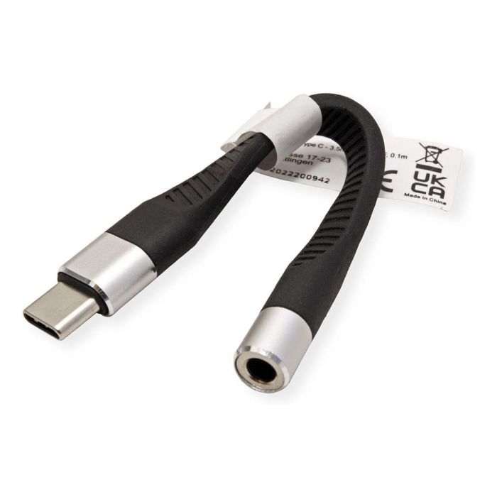 ROLINE 12.03.3241 Adaptador USB-C a Jack 3.5 mm Macho Hembra, Negro, Longitud de Cable 0.1 m ROLINE 12.03.3241 Adaptador USB-C a Jack 3.5 mm Macho Hembra, Negro, Longitud de Cable 0.1 m