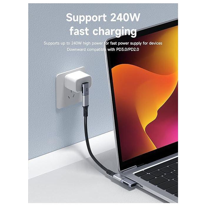 MicroConnect USB-C male-female angeled adapter, 240W, 40Gbps, USB4 Gen 3x2 1 MicroConnect USB-C male-female angeled adapter, 240W, 40Gbps, USB4 Gen 3x2 1