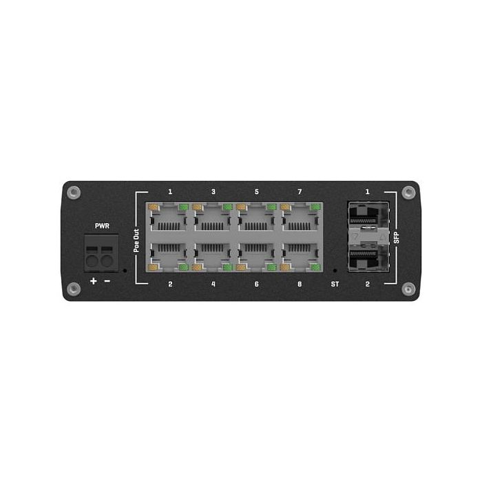 Teltonika Networks TSW202 Switch Gestionado 8 x Puertos PoE+ con 2 x Puertos SFP para Comunicación Fibra Óptica