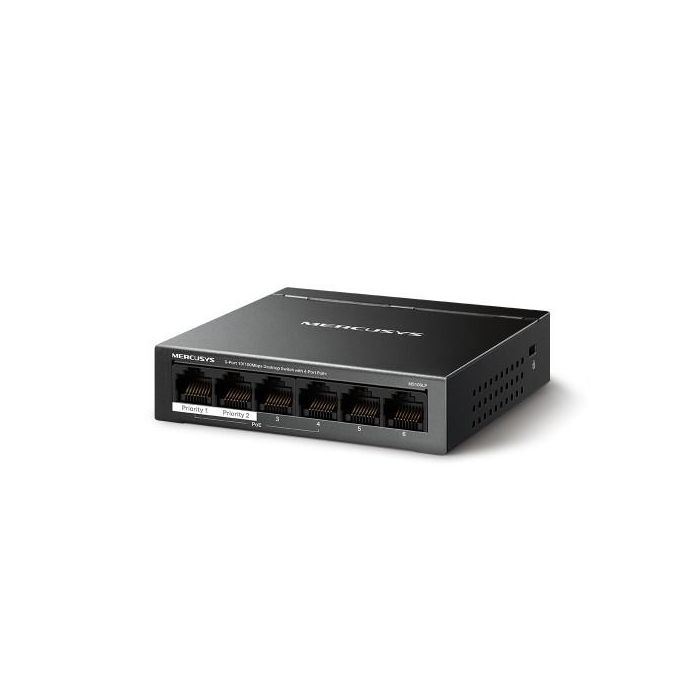 MERCUSYS MS106LP Switch Gestionado Fast Ethernet (10/100) con Power over Ethernet (PoE) Negro, 6 Puertos RJ-45 1