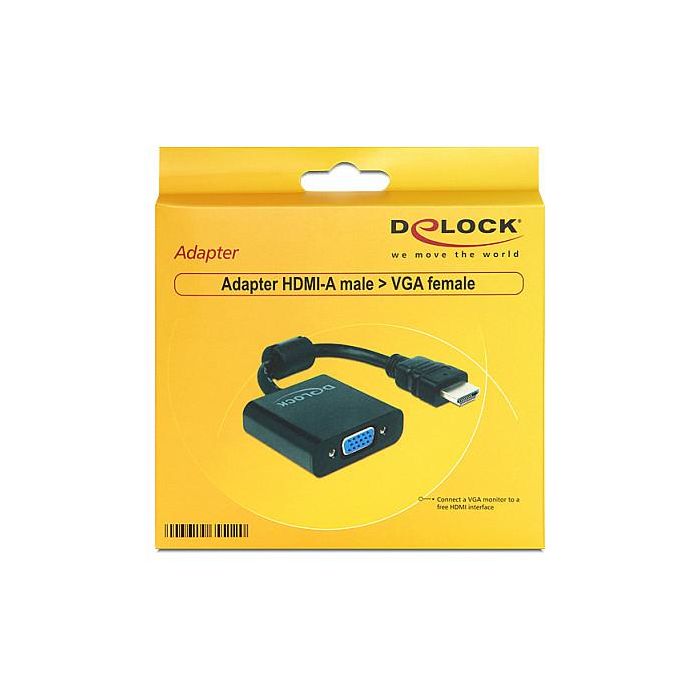 DeLOCK 65512 Adaptador HDMI a VGA Macho Hembra Negro Cable 0.254 m