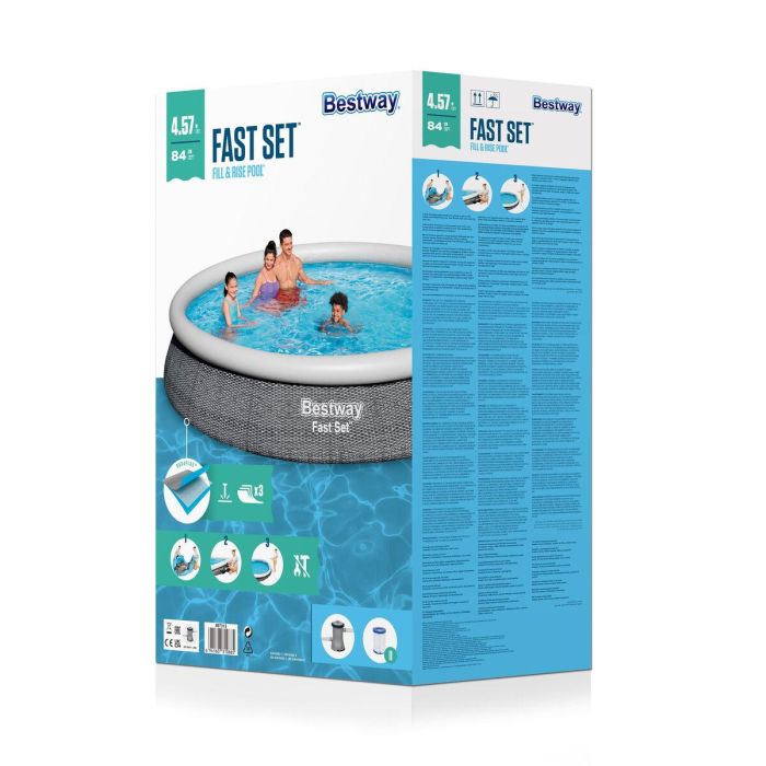 Kit piscina sobre suelo autoportante BESTWAY - Fast Set - 457 x 84 cm - Redonda (Entregado con bomba y cartucho de filtración) 1