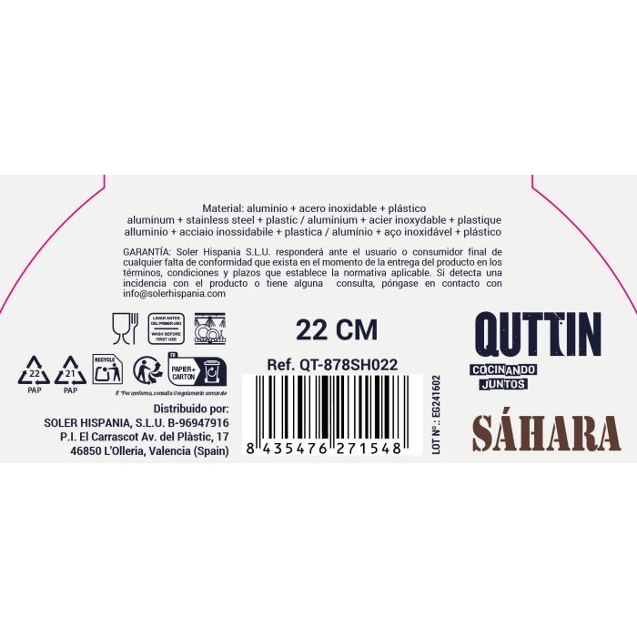 Sartén de aluminio forjado 22 cm M/Soft Full Saha - Quttin (6 Unidades) 7 Sartén de aluminio forjado 22 cm M/Soft Full Saha - Quttin (6 Unidades) 7