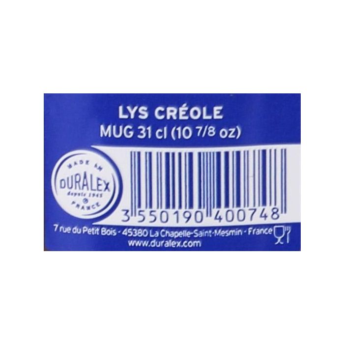 Duralex Mug Apilable Lys Creole 31 cl - Taza de Vidrio para Bebidas Calientes y Frías 10x8x10 cm (12 Unidades) 7