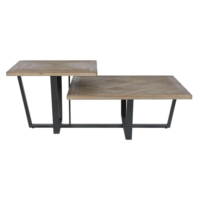 Mesa de Centro Home ESPRIT Negro Natural Metal Madera de abeto 118 x 78 x 45 cm 1