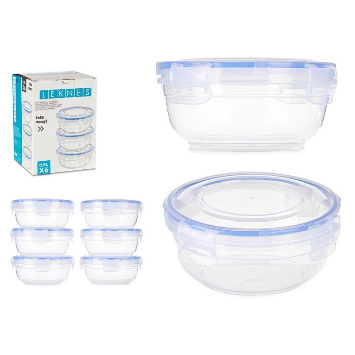 Set 6 Fiambreras Plastico Redondas 800Ml Leknes 15X7CM (8 Unidades) Set 6 Fiambreras Plastico Redondas 800Ml Leknes 15X7CM (8 Unidades)