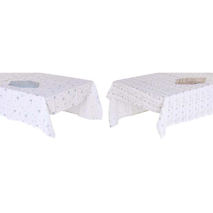DKD Home Decor Mantel de Mesa Colección Atlántico Stella Maris Poliéster Azul Blanco 250x150 cm 180gsm Set de 9 - 2 Unidades 0 DKD Home Decor Mantel de Mesa Colección Atlántico Stella Maris Poliéster Azul Blanco 250x150 cm 180gsm Set de 9 - 2 Unidades 0