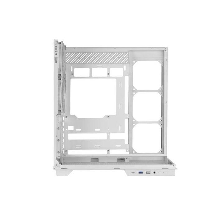 Mars Gaming MC3GFW Caja Torre Gaming Blanca Triple Cristal Templado 2 Ventiladores ARGB Montaje Vertical GPU ATX USB-C 3