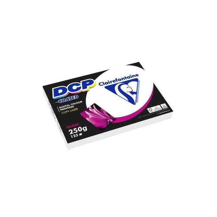 Clairefontaine Papel Fotocopiadora Color DCP Coated Glossy Din A3 250 gramos, 125 hojas para láser e impresión a doble cara