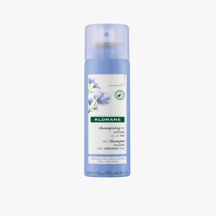 Klorane Champú en Seco Volumen con Lino Bio para Cabellos Finos. Aporta Limpieza, Frescor y Volumen Duradero 8h. Sin Residuos. Spray 150 ml