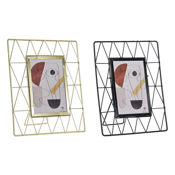 DKD Home Decor Marco de Fotos 10x15 cm Moderno Metal y Cristal Dorado Negro Pack 6 Unidades Surtido Aleatorio
