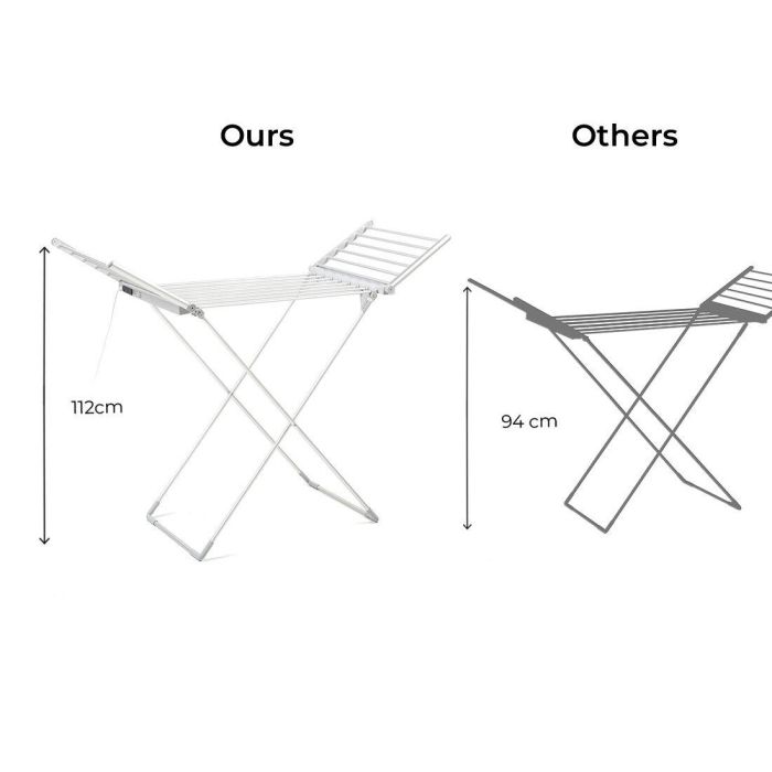 Tendedero Eléctrico Plegable con Alas, Pantalla Táctil, Temporizador y Control de Temperatura Warmmat InnovaGoods 230 W 20 Barra 2