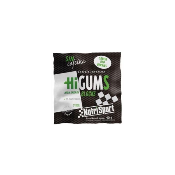 NUTRISPORT Higums Gominolas Energéticas Red Berries Sin Cafeína, Aporte Energético, Expositor 20 Bolsas