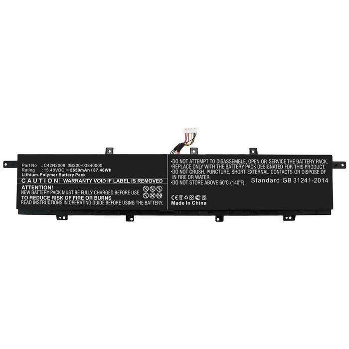 CoreParts Batería para Portátil Asus ZenBook Pro 15 / Duo 15 OLED UX582LR / UX582L 87.46Wh 15.48V 5650mAh Li-Po Negra
