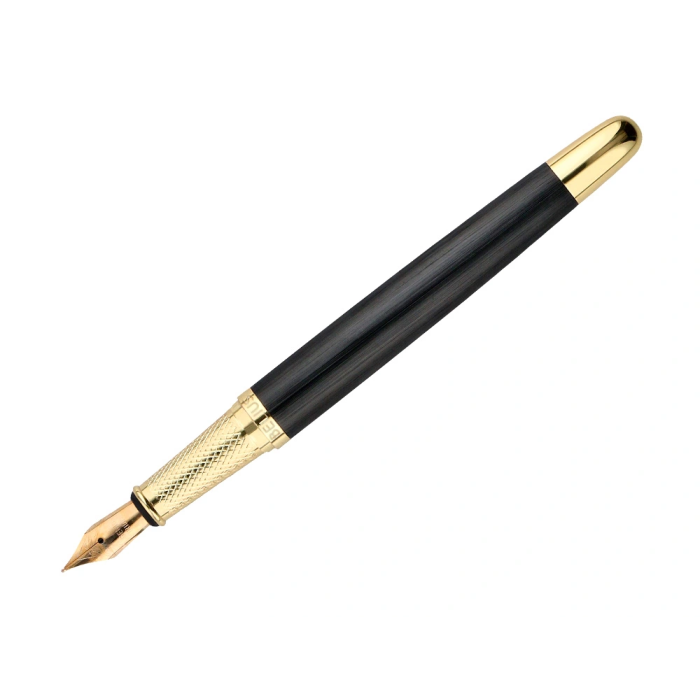 Belius Passion d'or Pluma Estilográfica Aluminio Negro y Dorado Tinta Azul Caja de Diseño M 7
