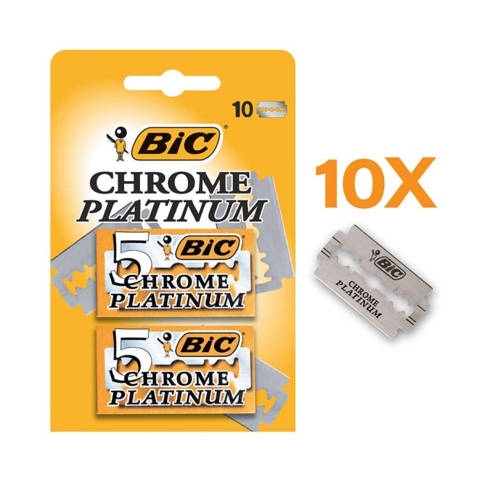 Bic Hojas Afeitado Doble Filo Chrome Platinum, Blíster 10 Unidades