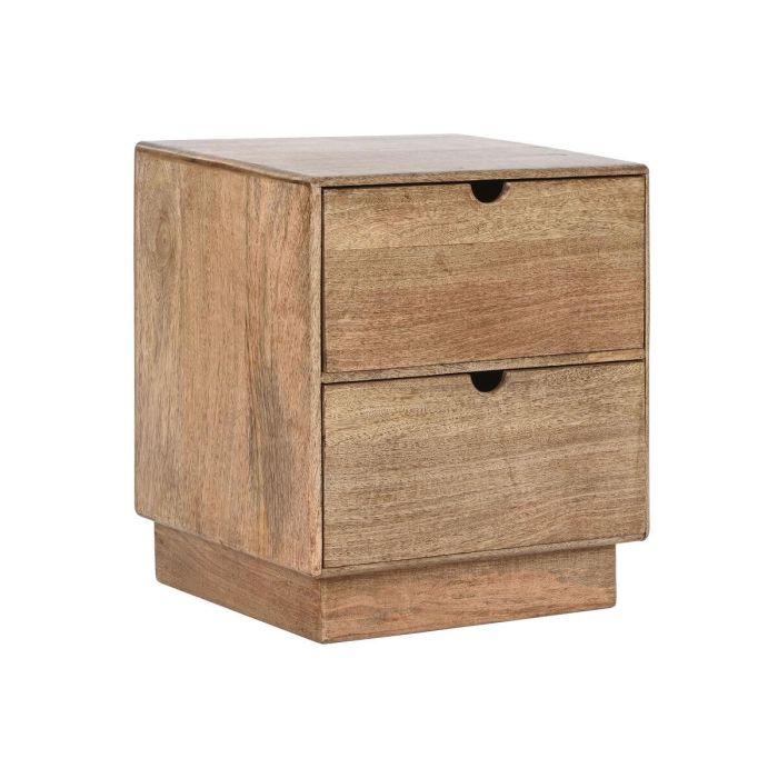 DKD Home Decor Mesita de Noche Urban Softedges Natural Marrón 2 Cajones 40x30x45 cm