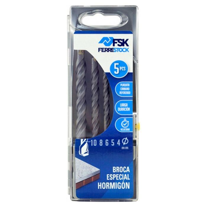 Set de brocas Ferrestock 4, 5, 6, 8, 10 mm Universal Hormigón Set de brocas Ferrestock 4, 5, 6, 8, 10 mm Universal Hormigón
