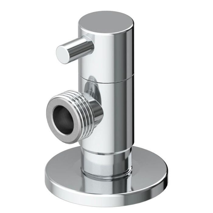 MTS Silver Series - Válvula Escuadra Modelo Deco, Mando Redondo, 1/4 Vuelta, Cierre Cerámico, Latón Cromado, 1/2" x 3/8" Pulg, Silver